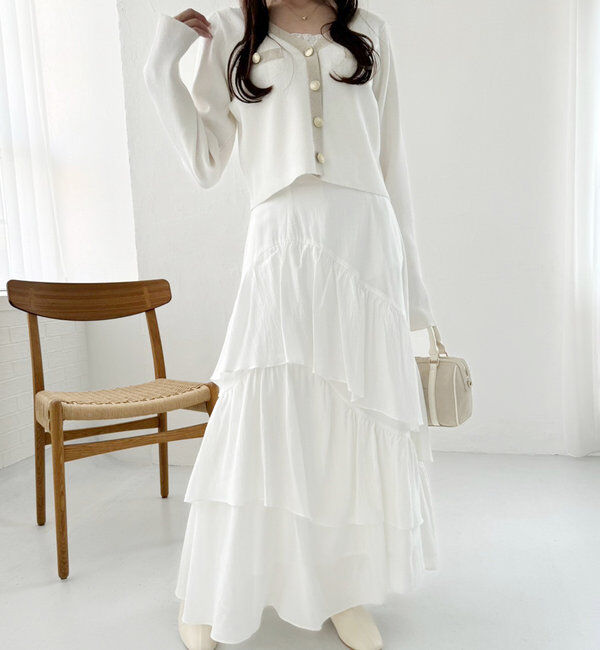  「ティアードフリルロングスカート」|スカート|