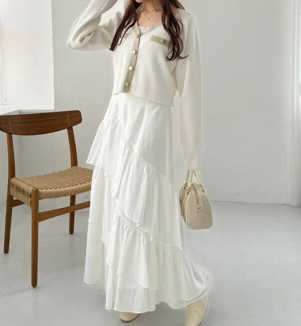  「ティアードフリルロングスカート」|スカート|