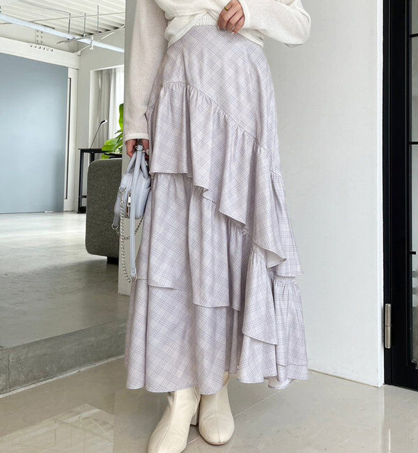  「ティアードフリルロングスカート」|スカート|