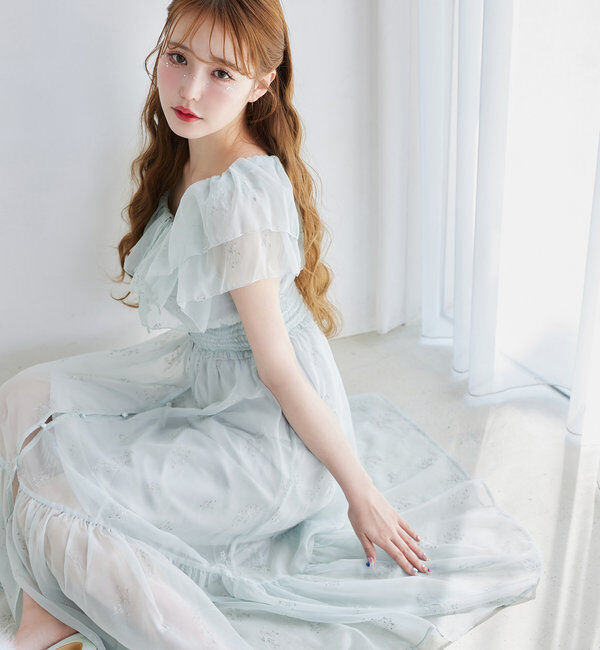  「【moon light marine collection】刺繍シアーワンピース」|ワンピース|