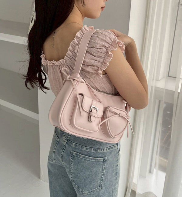  「ハートポケット付きホーボーバッグ」|ショルダー・メッセンジャー|ピンク