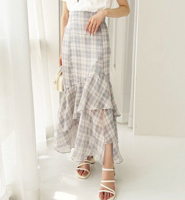  「ランダムフリルロングスカート/スリット入り」|スカート|その他1