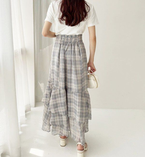  「ランダムフリルロングスカート/スリット入り」|スカート|