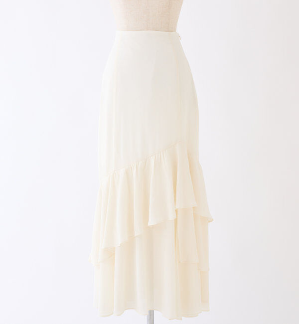  「ランダムフリルロングスカート/スリット入り」|スカート|