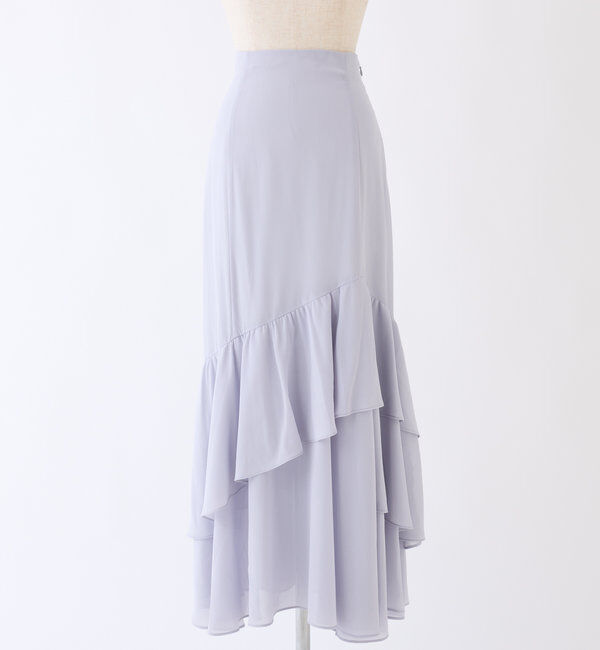  「ランダムフリルロングスカート/スリット入り」|スカート|