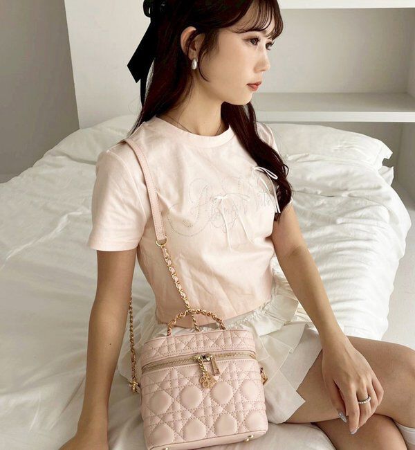  「ビジューロゴ＆リボンTシャツ」|プルオーバー|