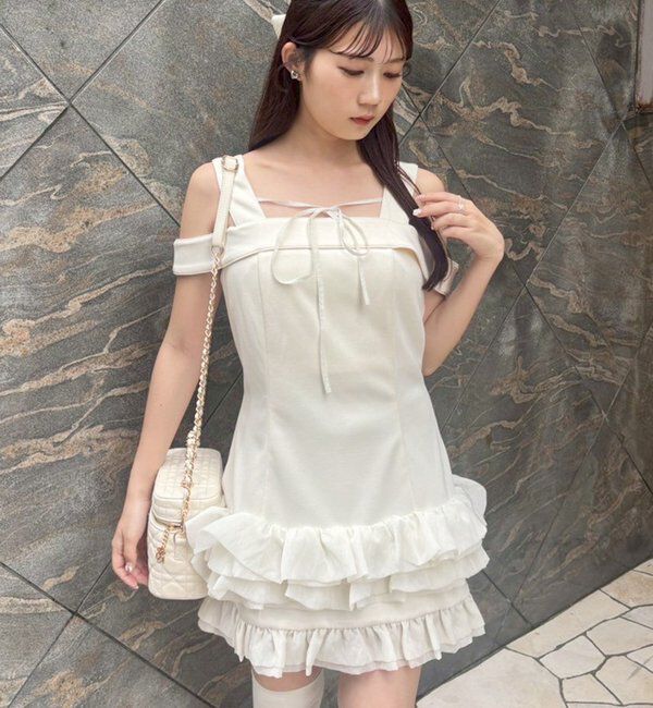  「【お揃いcollection】フリルミニワンピ」|ワンピース|