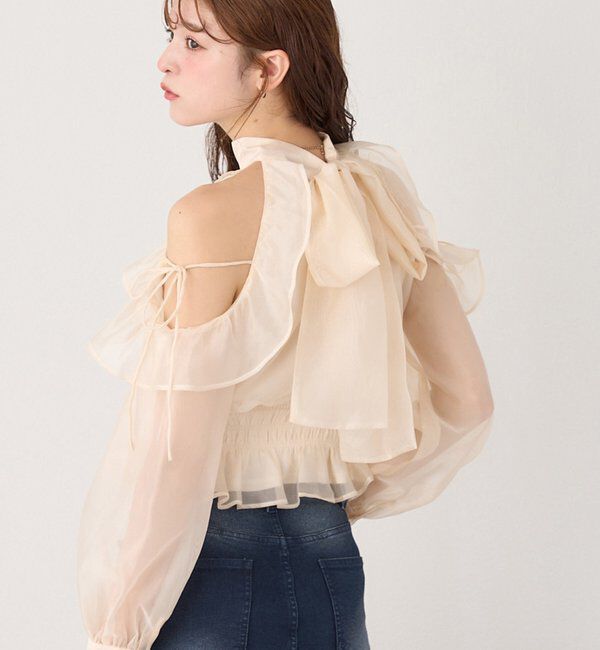  「バックリボンアメスリブラウス」|シャツ・ブラウス|アイボリー