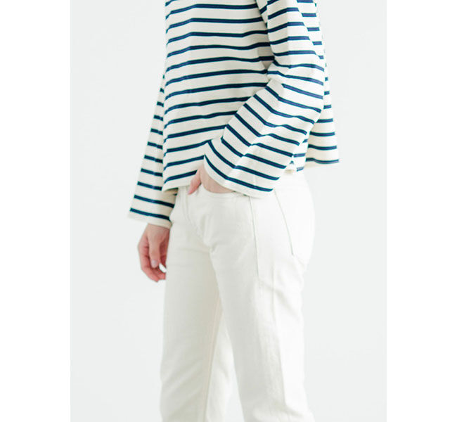 mizuiro ind「mizuiro ind 8分丈ホワイトデニム」|デニム|