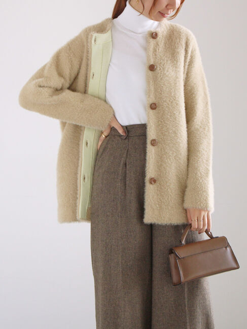 Te chichi「ダブルフェイスフェザーニット カーデ」|カーディガン|