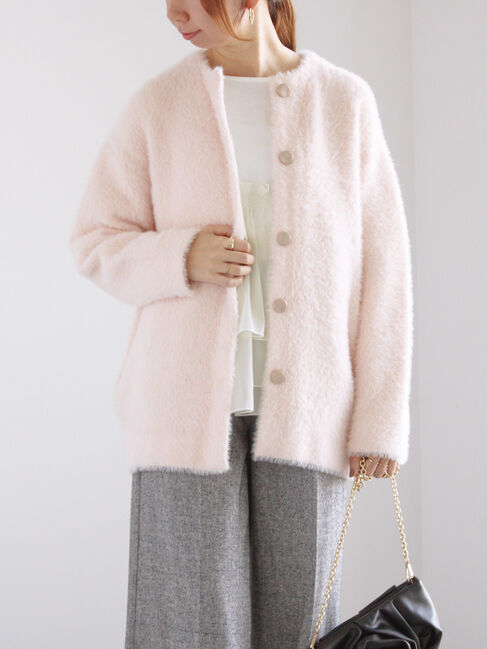 Te chichi「ダブルフェイスフェザーニット カーデ」|カーディガン|