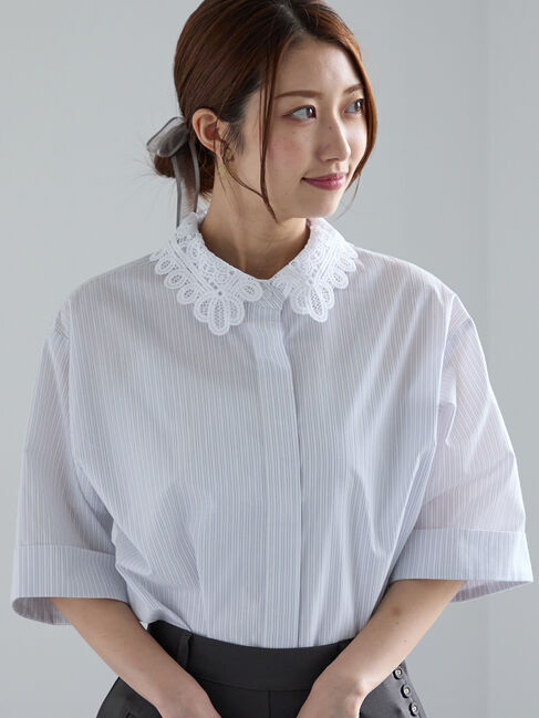 Te chichi「レースカラー5分袖シャツブラウス」|シャツ・ブラウス|オフホワイト