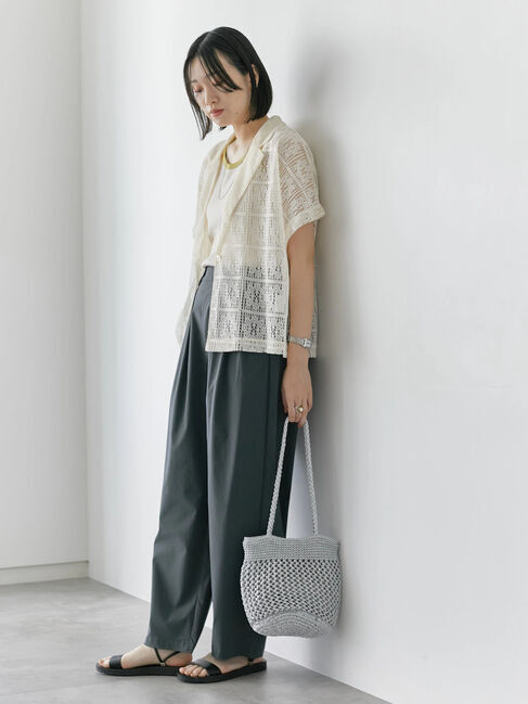 Samansa Mos2 blue「ストレッチタックカーブパンツ」|その他|