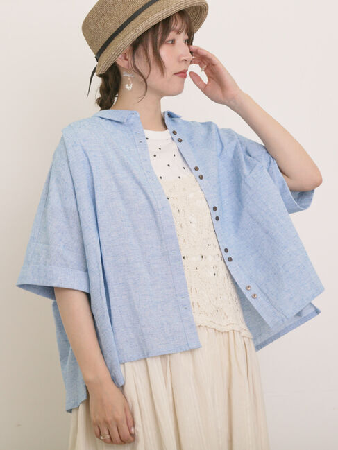 Samansa Mos2「◎ちび襟並び釦ワイドシャツ」|シャツ・ブラウス|