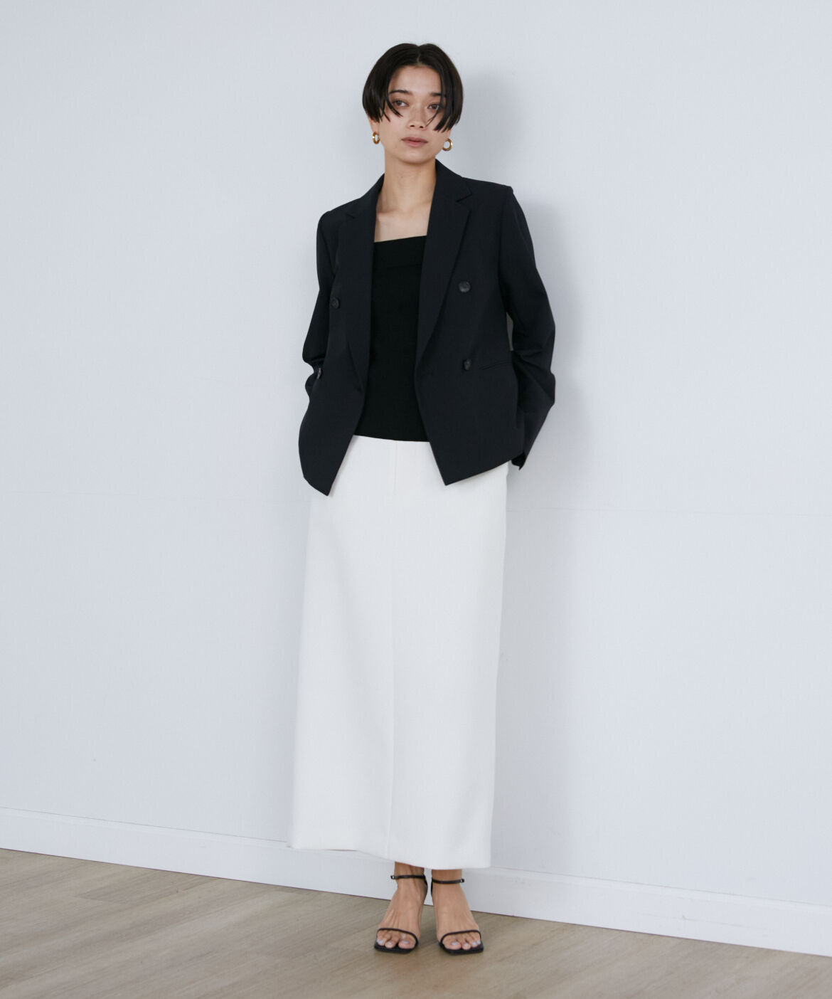 INED「《大きいサイズ》ダブルブレストショートジャケット」|テーラードジャケット|