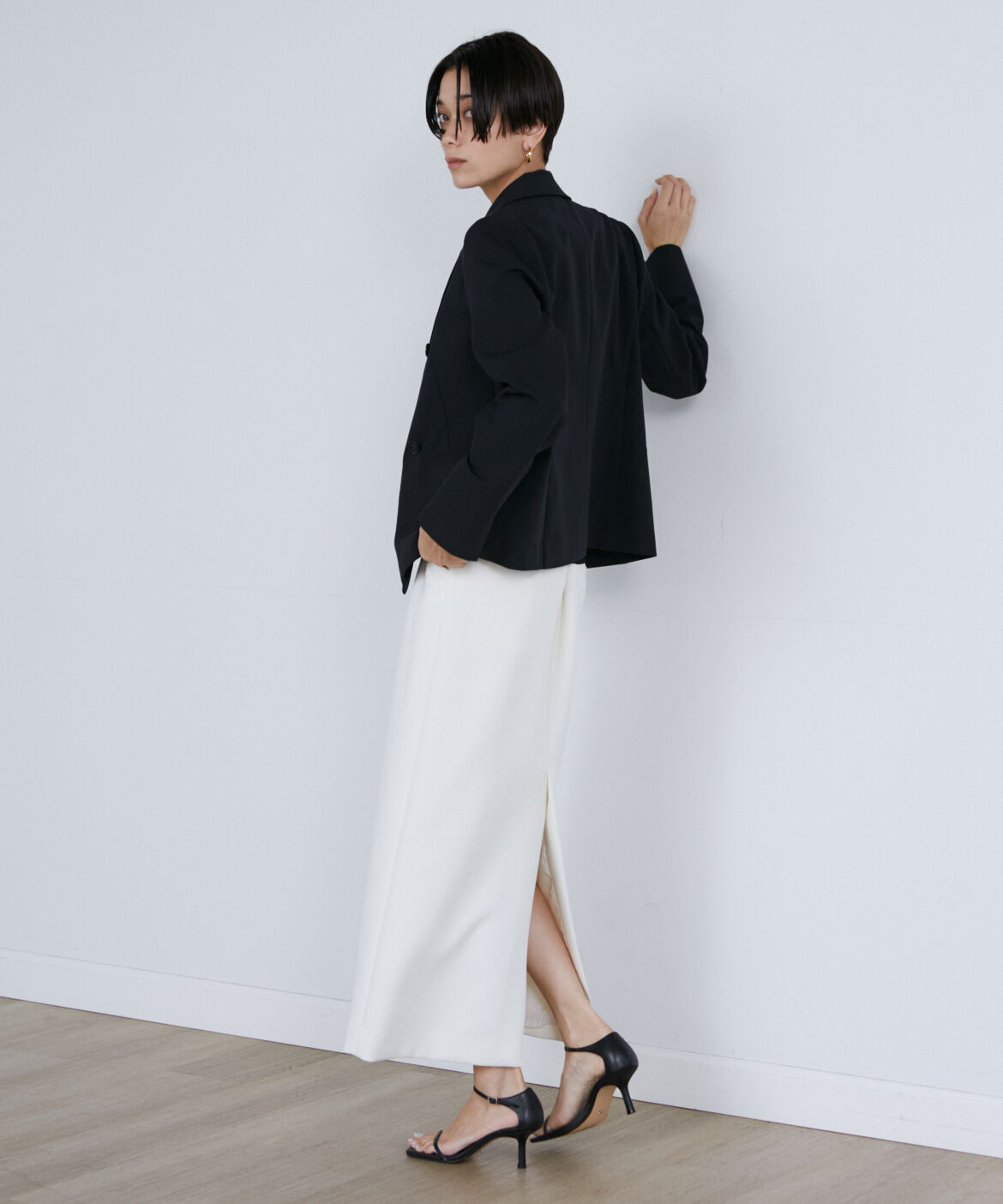 INED「《大きいサイズ》ダブルブレストショートジャケット」|テーラードジャケット|