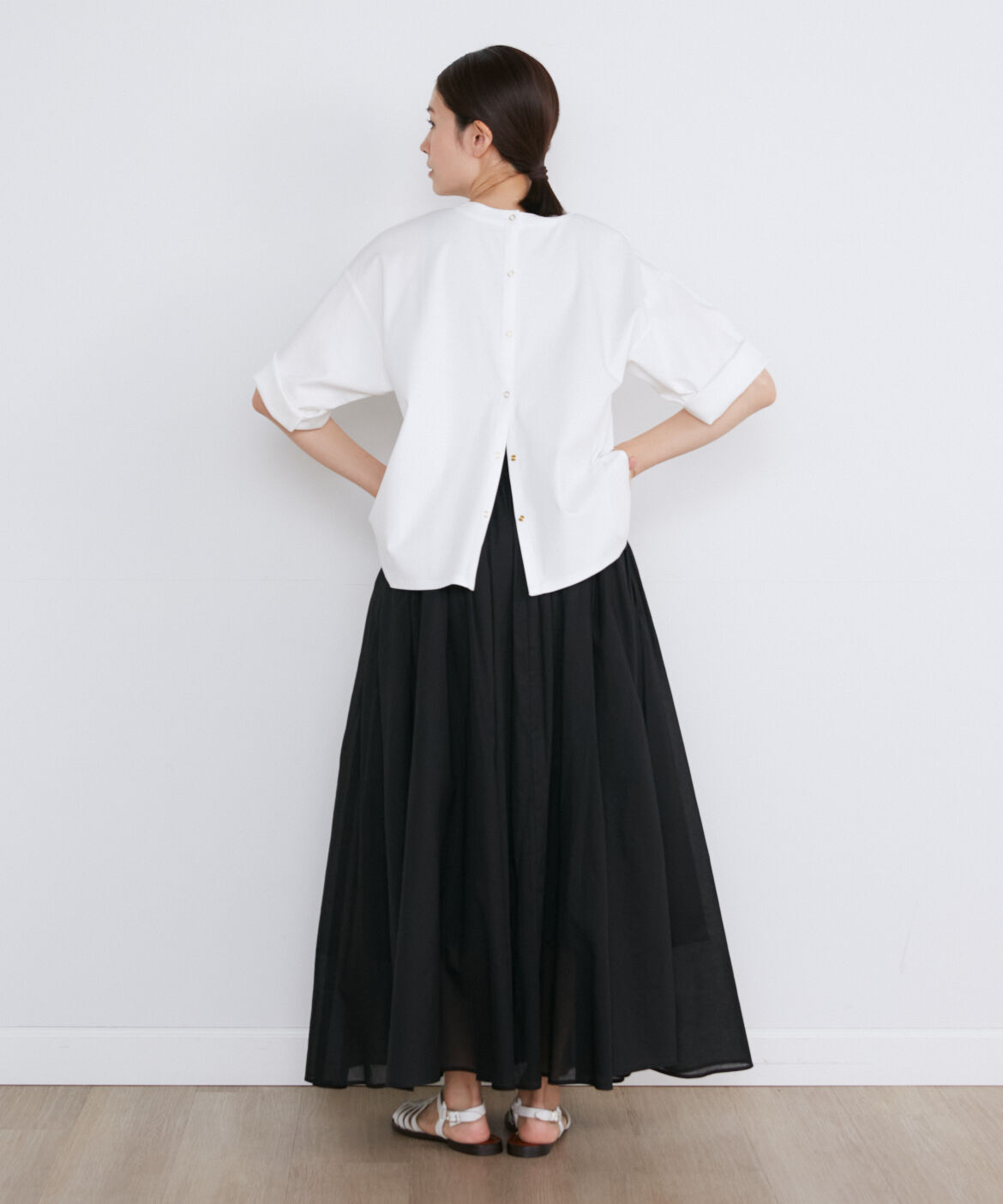 INED「《大きいサイズ》2WAYドットボタン半袖カーディガン」|カーディガン|