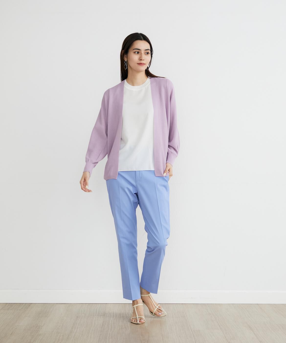 INED「《大きいサイズ》鹿の子編み着流しカーディガン《Cuoo》」|カーディガン|