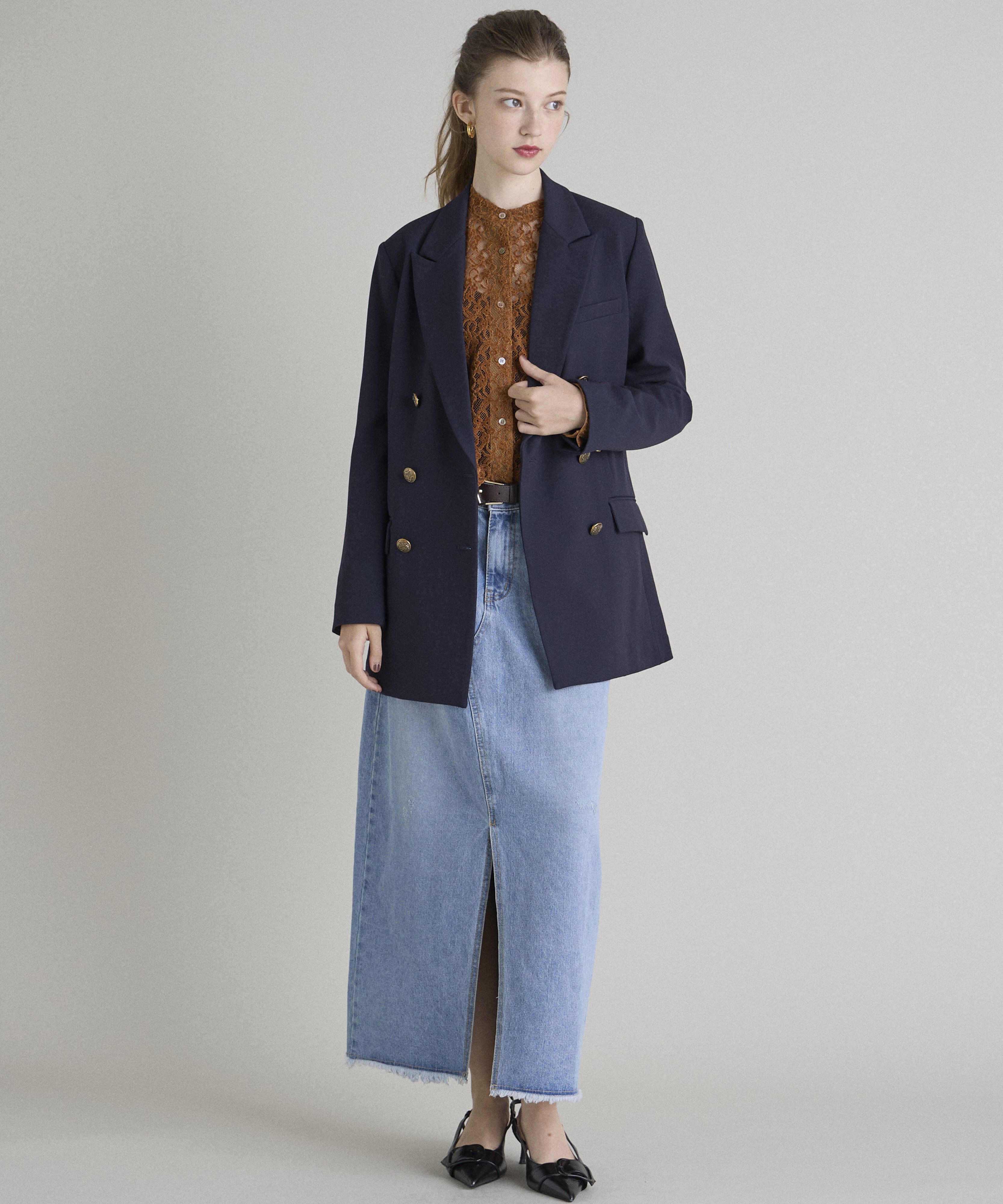 INED「《INED CLARO》ストレッチダブルブレストジャケット」|テーラードジャケット|