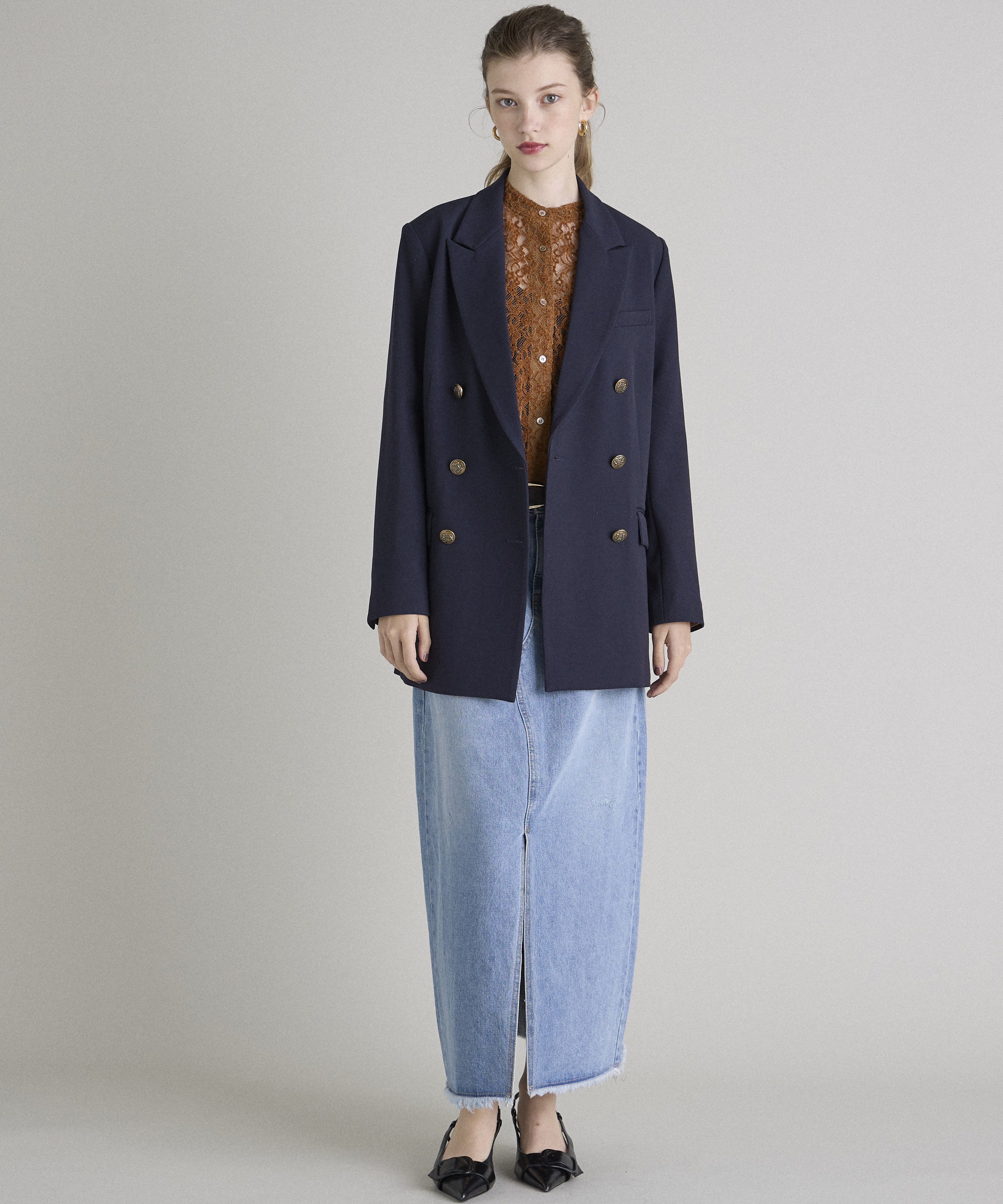 INED「《INED CLARO》ストレッチダブルブレストジャケット」|テーラードジャケット|