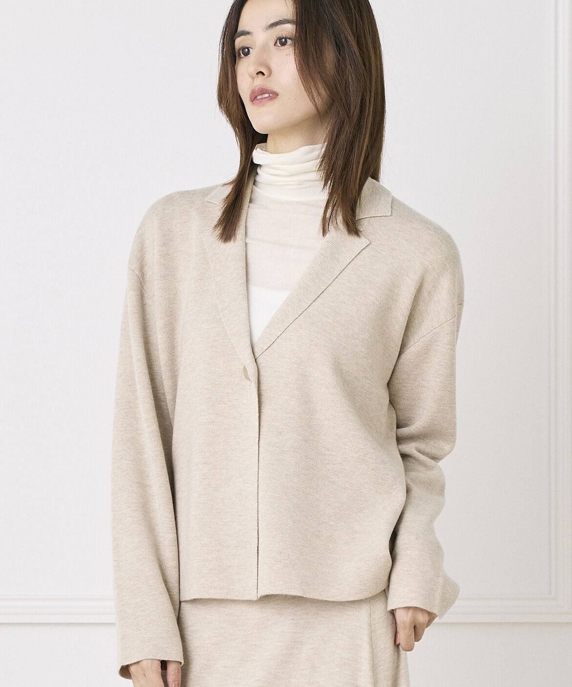 INED「《INED CLARO》ニットジャケット」|テーラードジャケット|ベージュ2