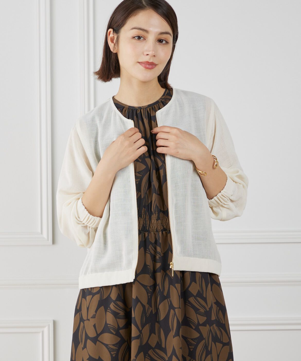 INED「《WEB限定》メッシュブルゾン」|その他|アイボリー2