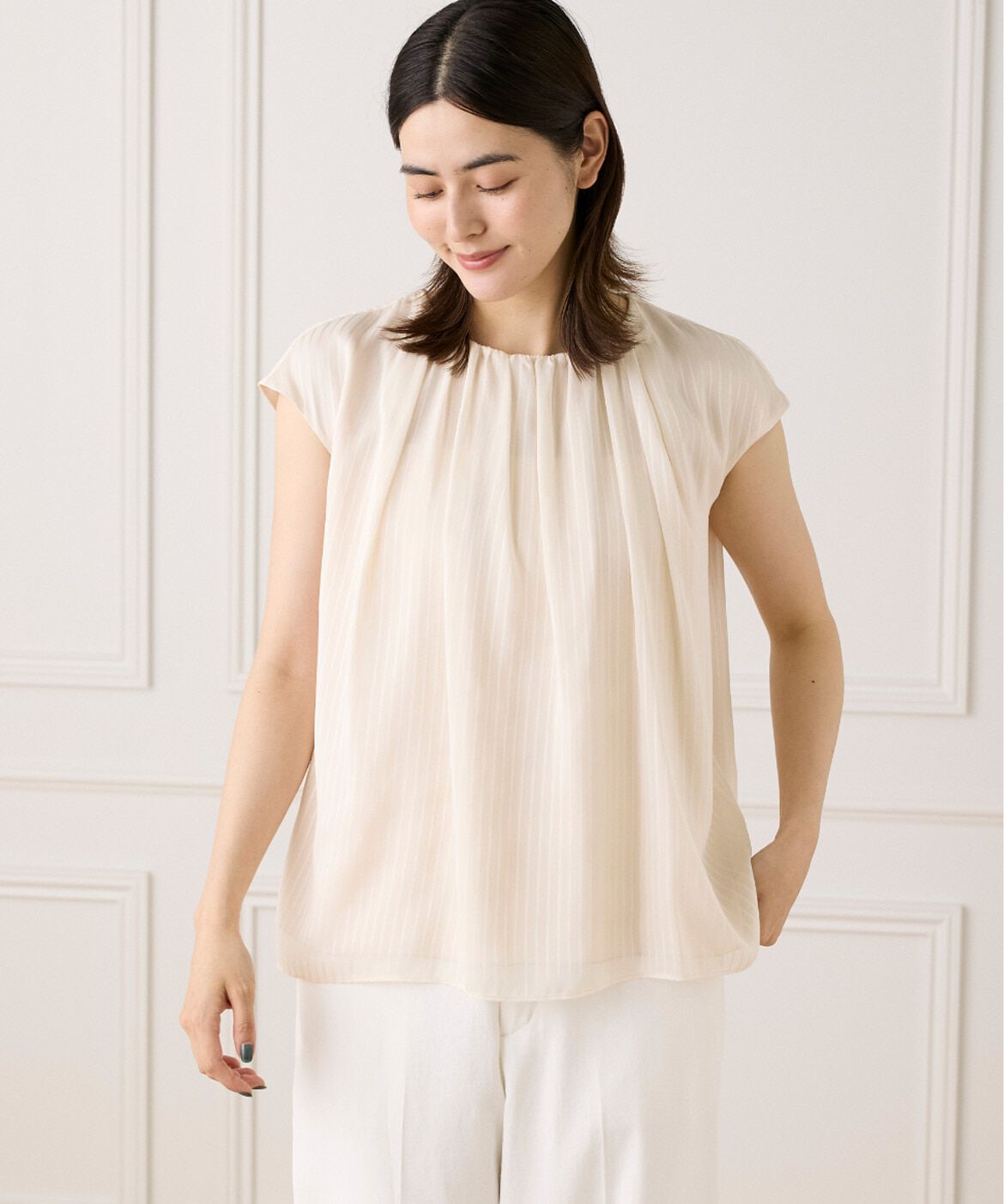 INED「シアーストライプブラウス　」|シャツ・ブラウス|