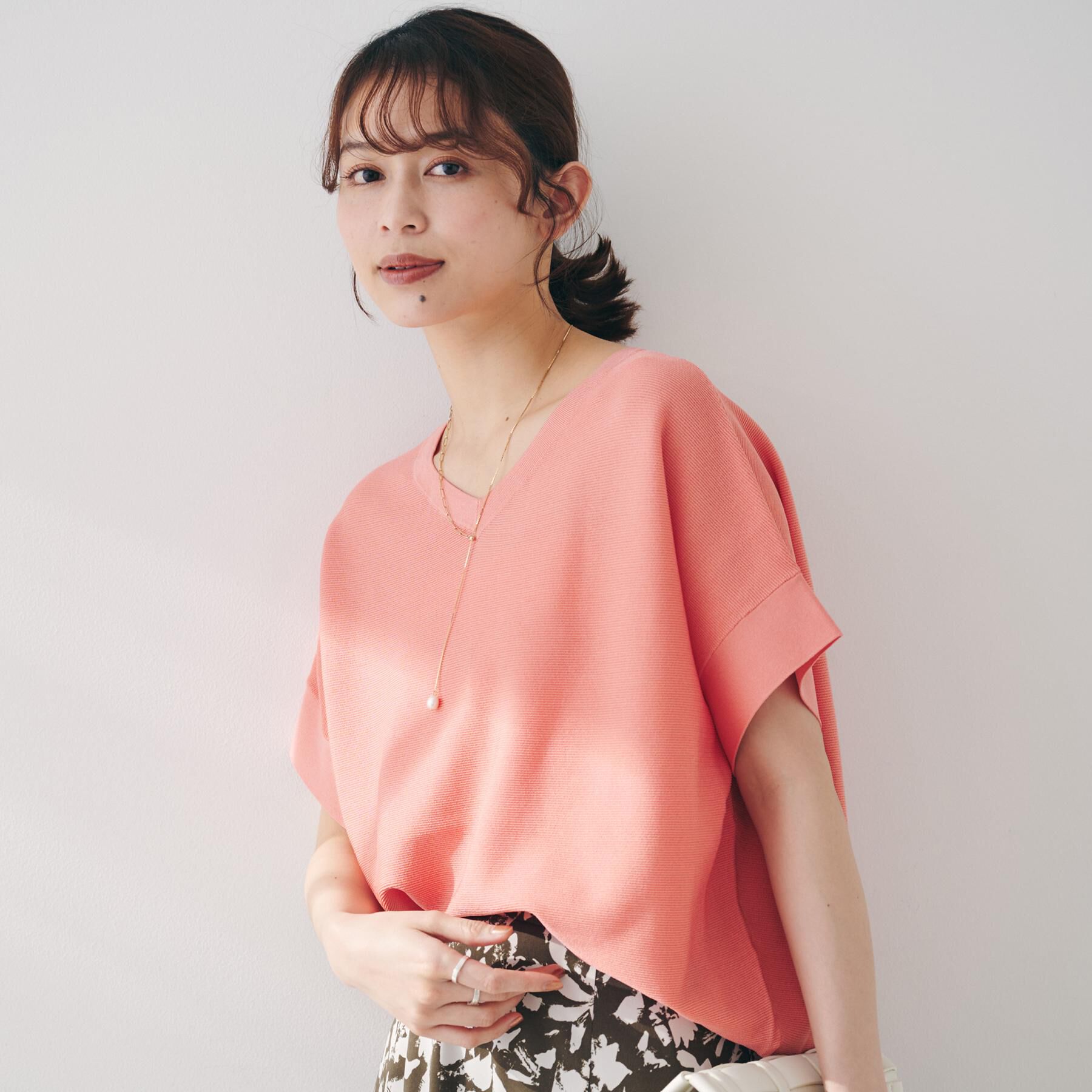 UNTITLED「【12色展開/体型カバー/2way】バウンドスリーブニット」|ニット・セーター|オレンジ(066)