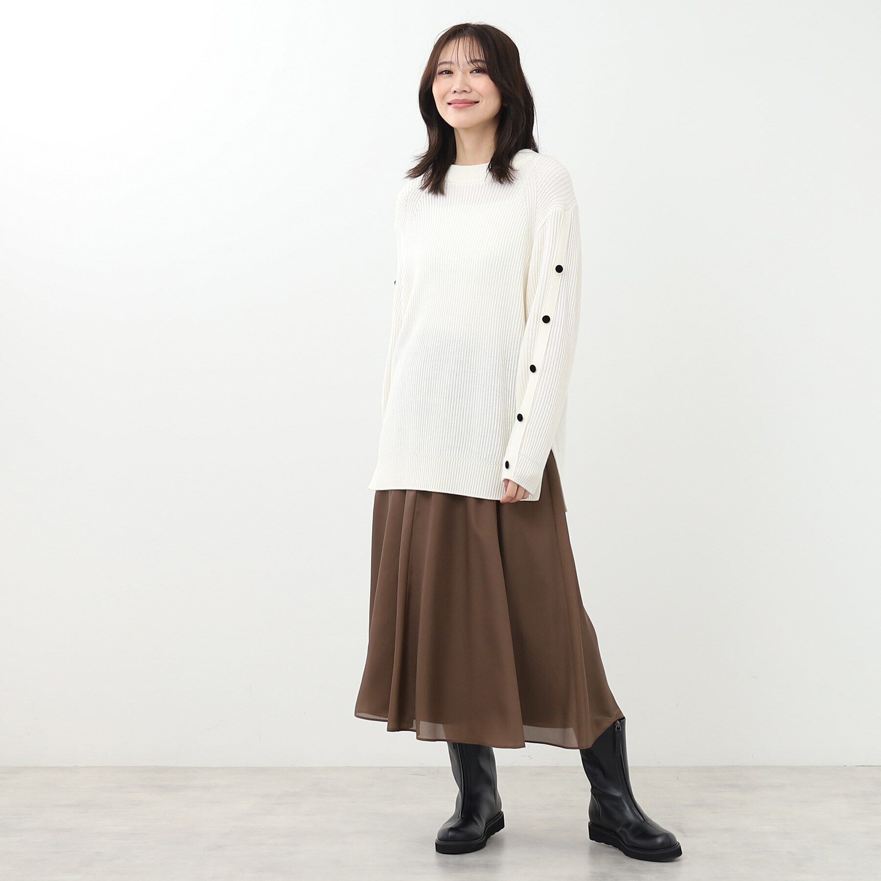 Reflect「【WEB限定カラーあり／手洗い可】ハイネックチュニック丈ニット」|ニット・セーター|