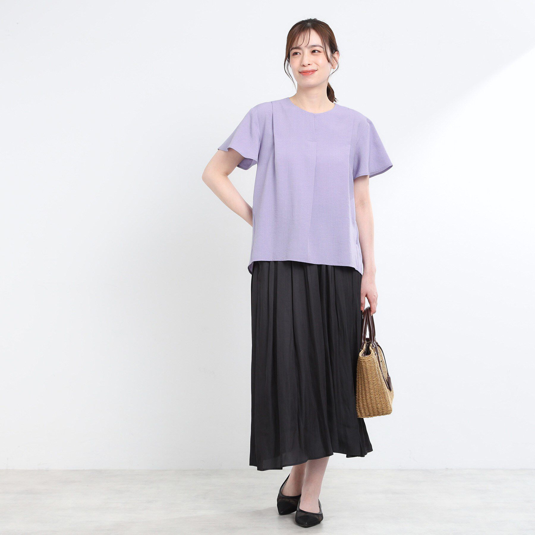 Reflect「ドライタッチスキッパーネックブラウス」|シャツ・ブラウス|