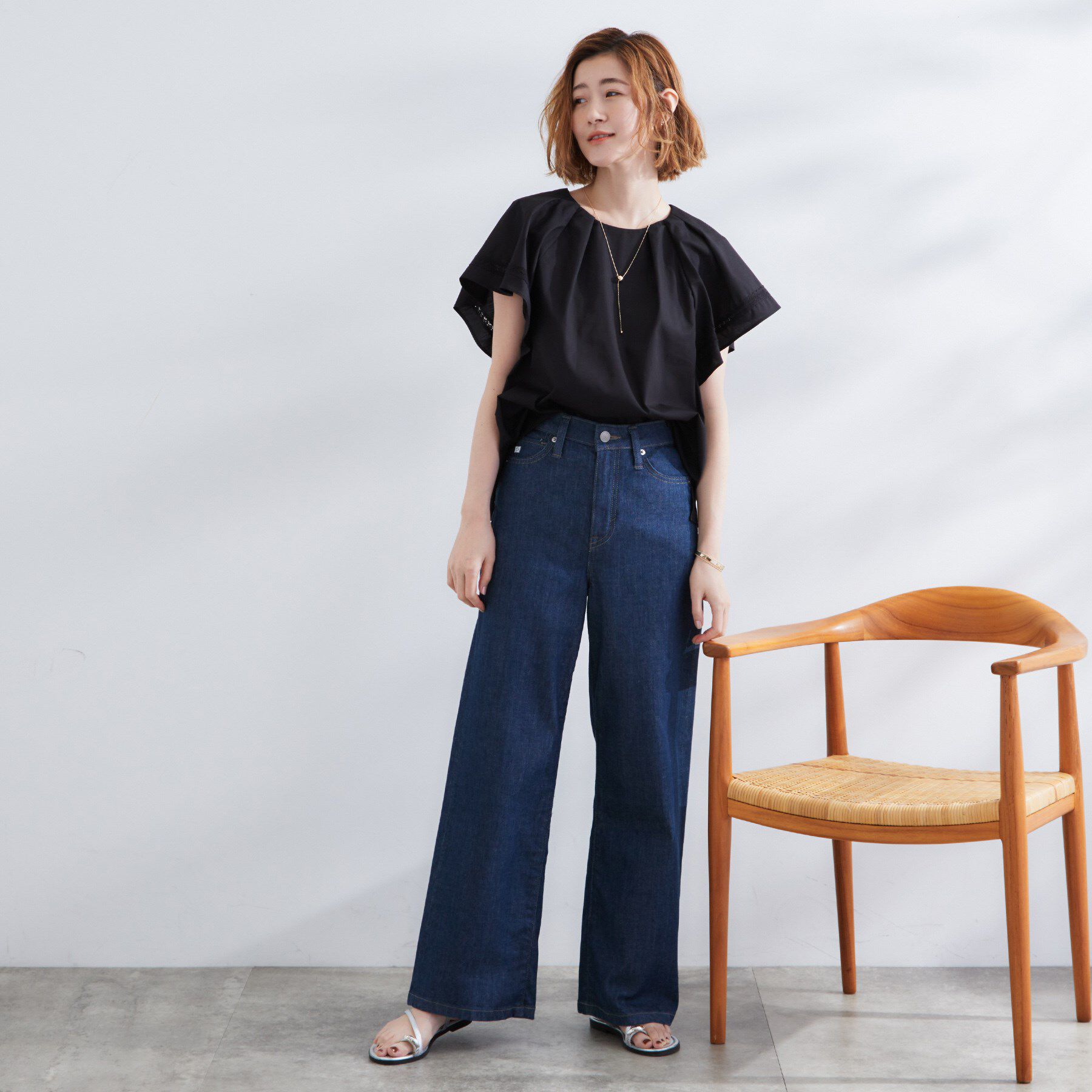 grove「【サスティナブル原料】涼し気フレアスリーブブラウス」|シャツ・ブラウス|