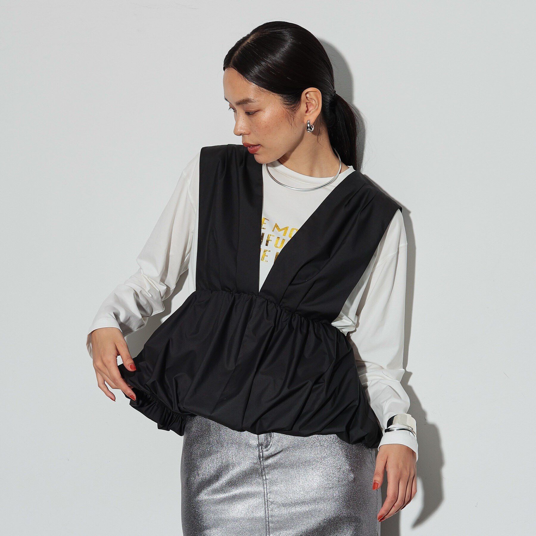 GALLEST「バルーンビスチェ」|シャツ・ブラウス|ﾌﾞﾗｯｸ(019)