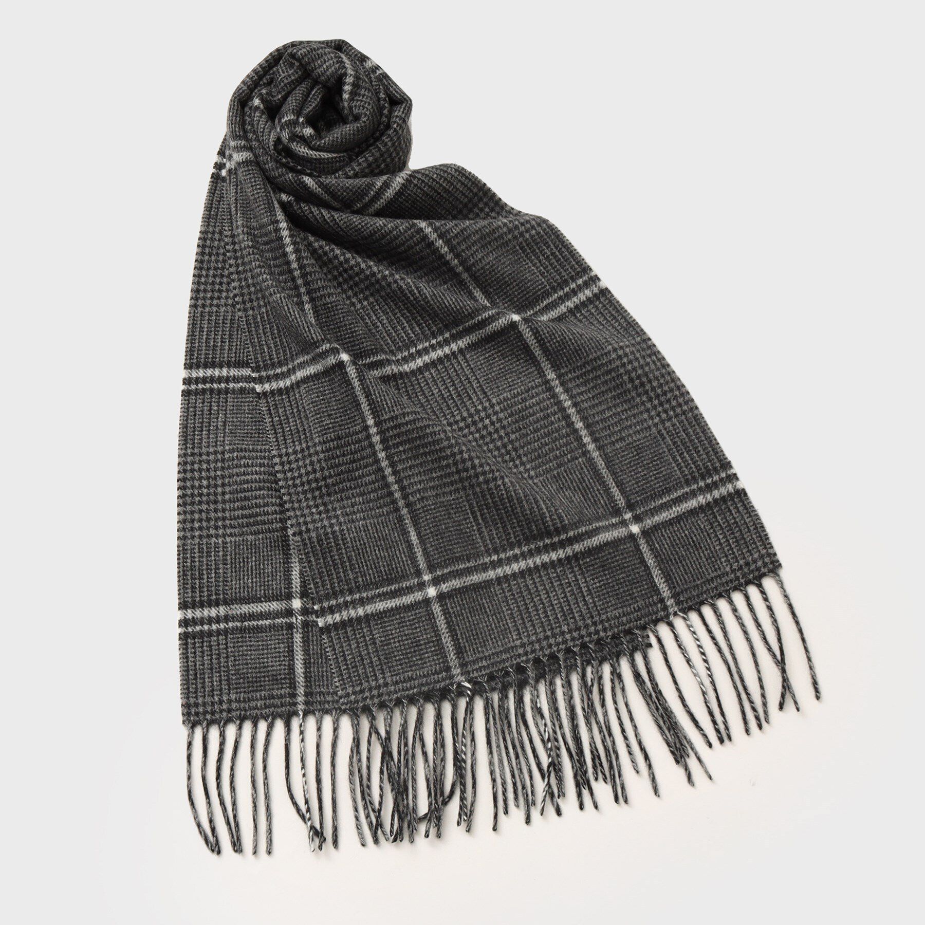 TAKEO KIKUCHI「【洗えるベビーカシミヤ】グレンチェック マフラー」|ストール|チャコールグレー(2