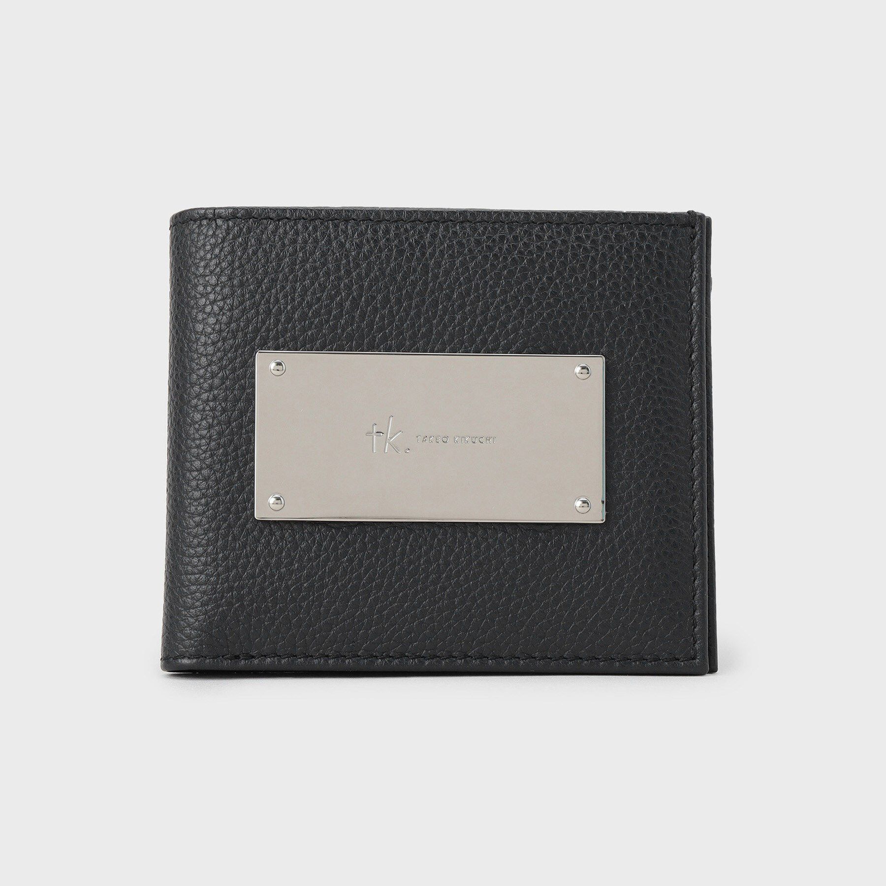 tk.TAKEO KIKUCHI「【リアルレザー】プレート二つ折りウォレット」|財布|ブラック(019)