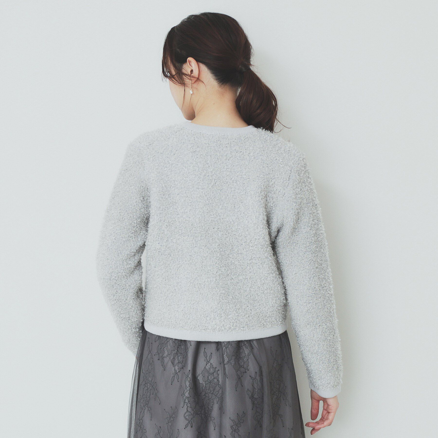 index「Vネックショートラメカーディガン【洗濯機洗い可】」|カーディガン|