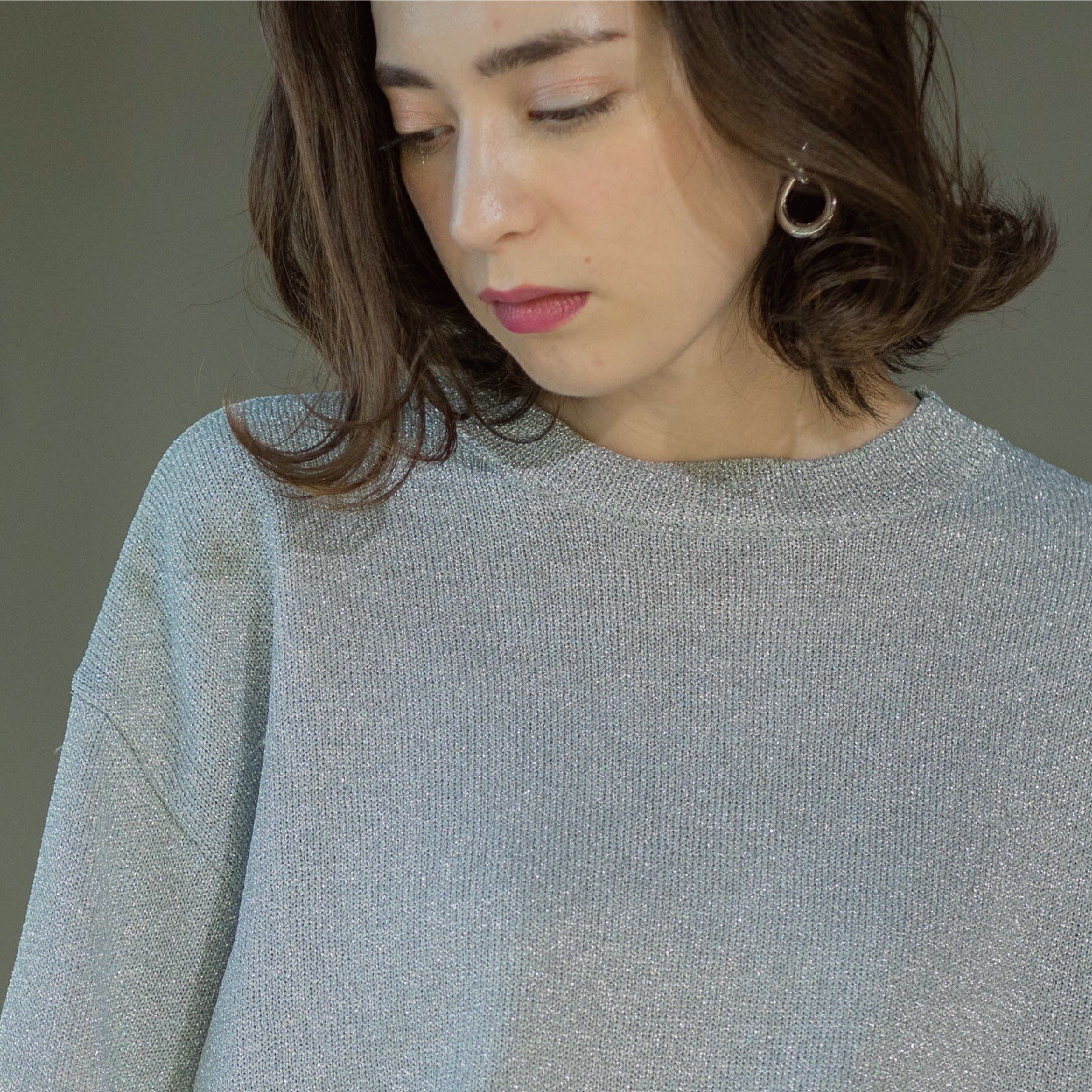 OPAQUE.CLIP「ラメハーフスリーブトップス」|ニット・セーター|