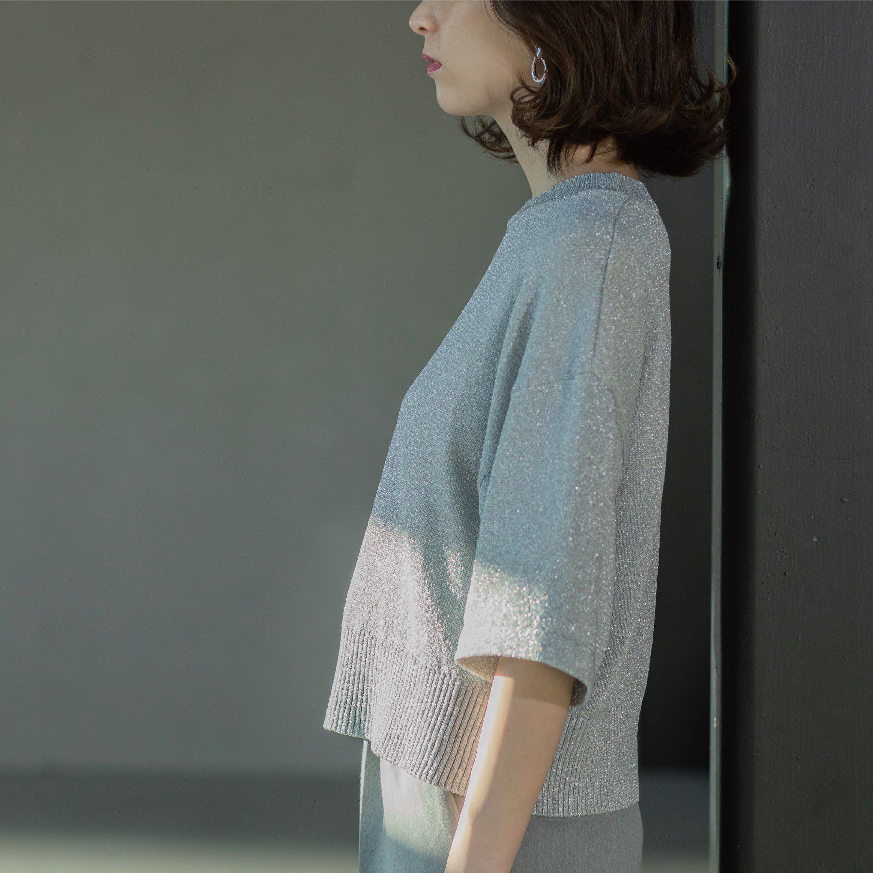 OPAQUE.CLIP「ラメハーフスリーブトップス」|ニット・セーター|