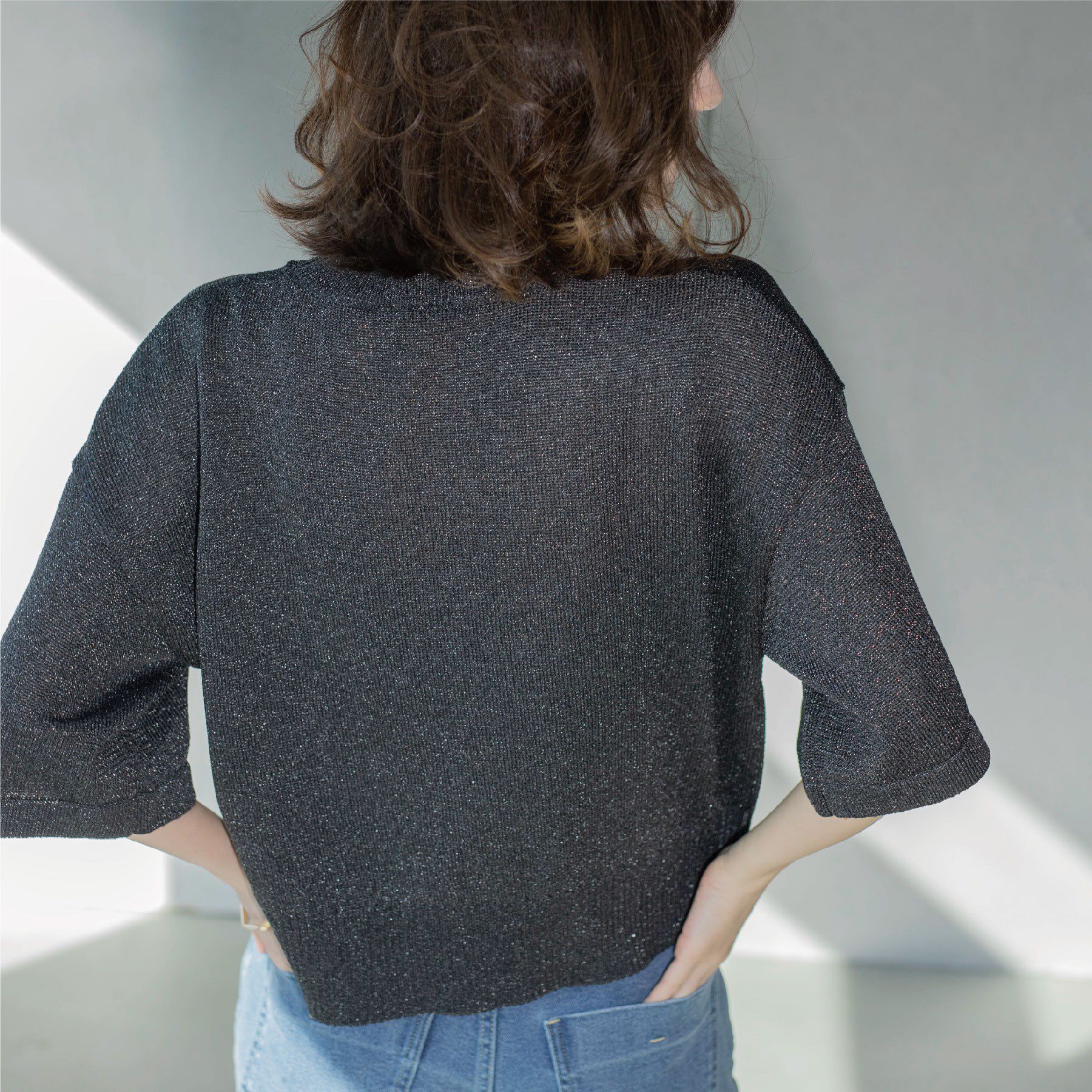 OPAQUE.CLIP「ラメハーフスリーブトップス」|ニット・セーター|