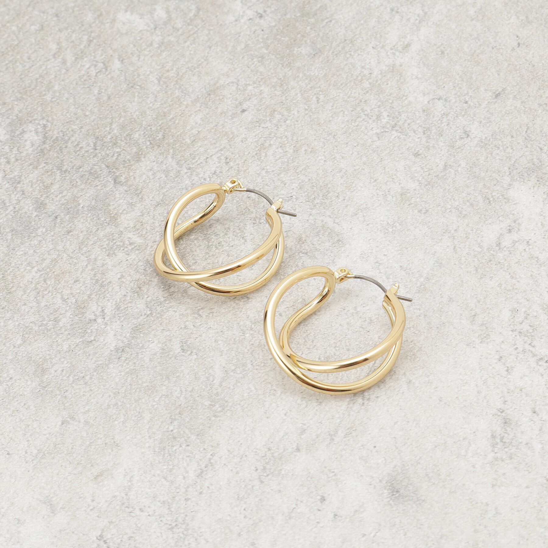 OPAQUE.CLIP「ダブルラインフープピアス」|ピアス|ゴールド(007)