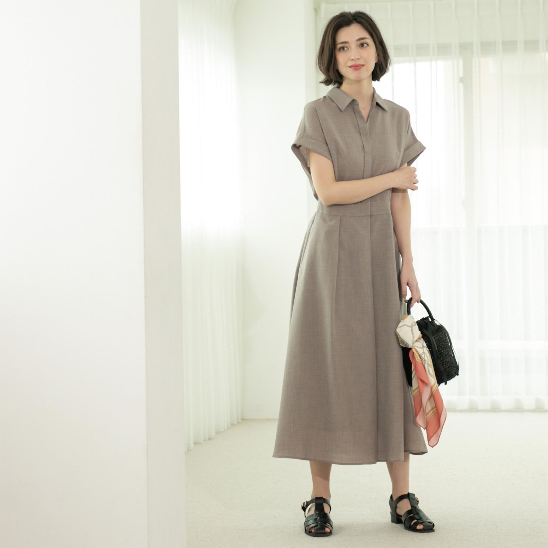 OPAQUE.CLIP「リネンライクシャツワンピース【洗濯機洗い可/吸水速乾/接触冷感】」|ワンピース|