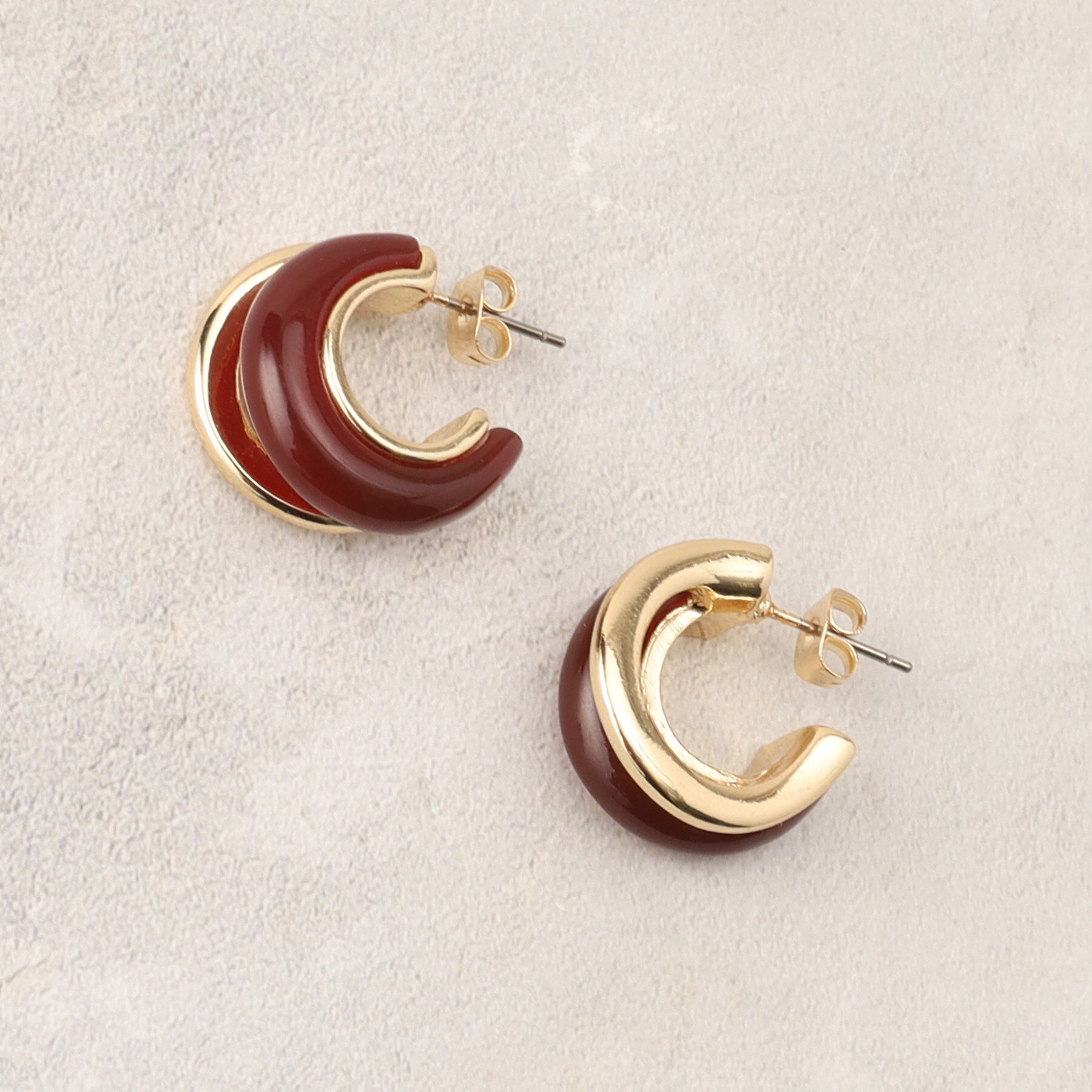 OPAQUE.CLIP「エポ&times;メタル2連ピアス」|ピアス|ボルドー(064)