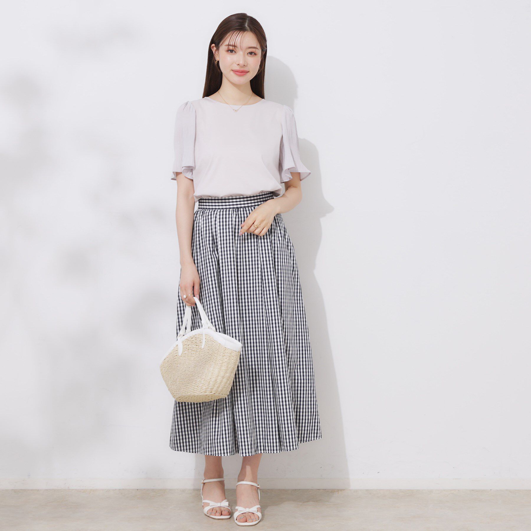 Couture broach「【接触冷感・UVカット・細見え】マジョリカシフォンスリーブトップス」|Tシャツ・カットソー|