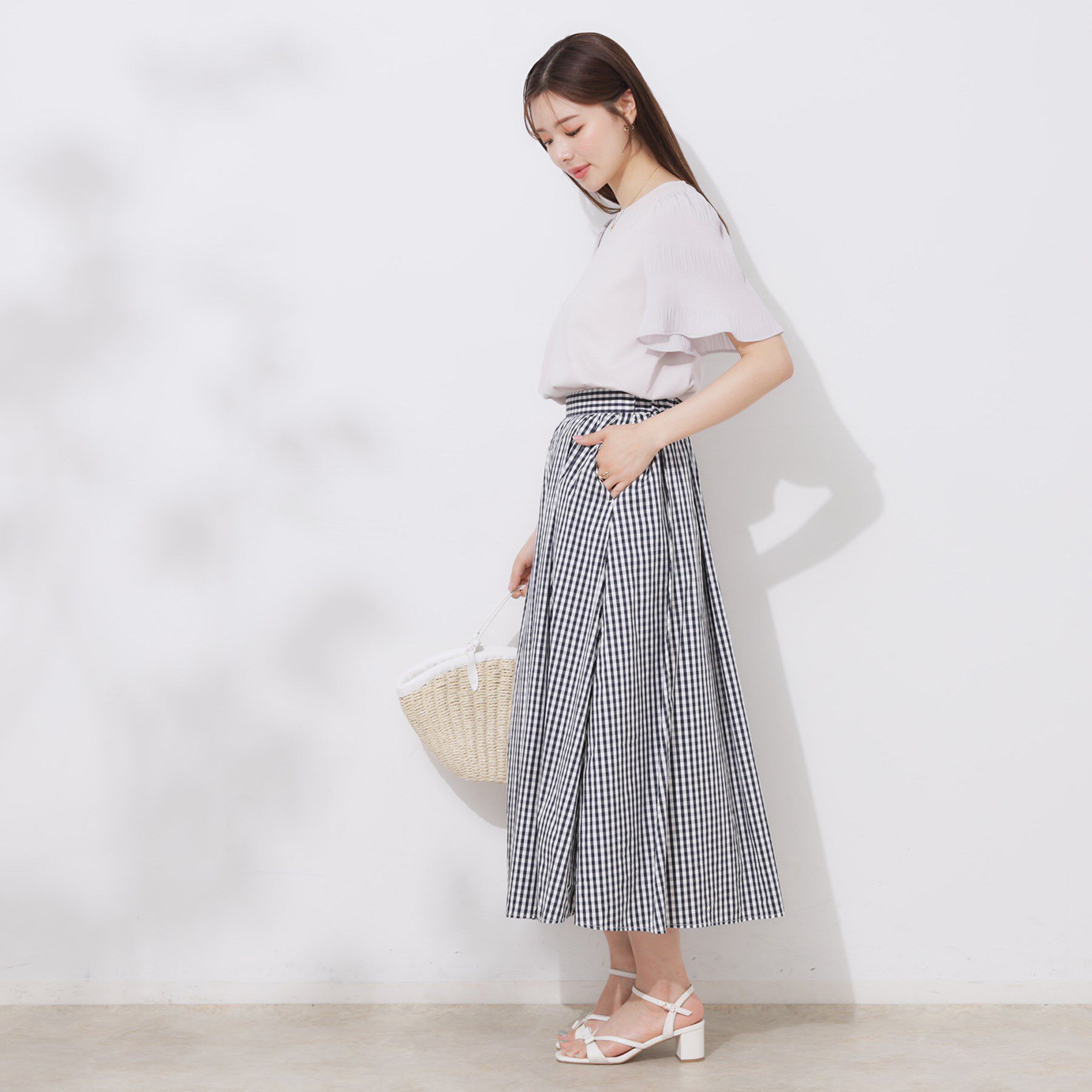 Couture broach「【接触冷感・UVカット・細見え】マジョリカシフォンスリーブトップス」|Tシャツ・カットソー|