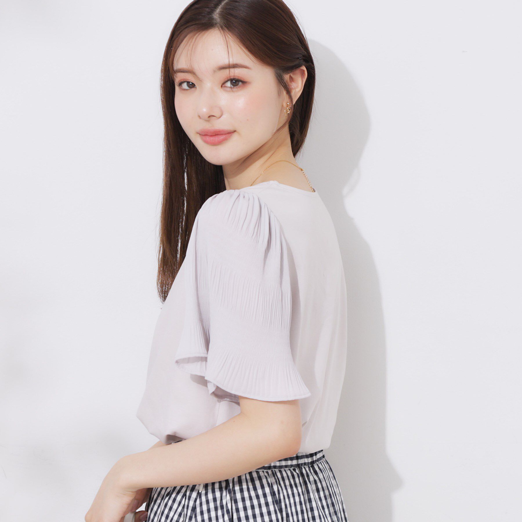 Couture broach「【接触冷感・UVカット・細見え】マジョリカシフォンスリーブトップス」|Tシャツ・カットソー|