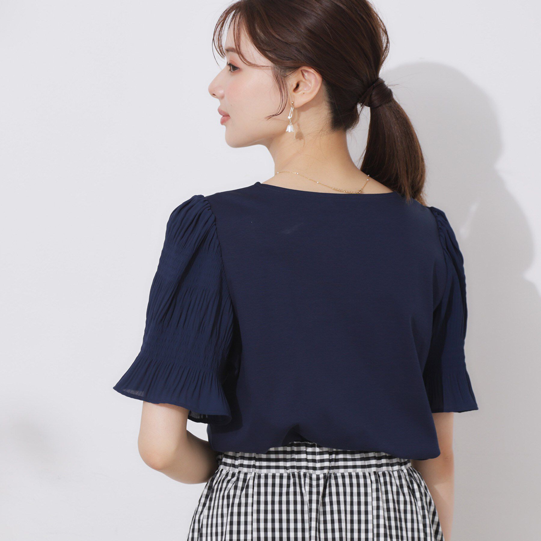 Couture broach「【接触冷感・UVカット・細見え】マジョリカシフォンスリーブトップス」|Tシャツ・カットソー|