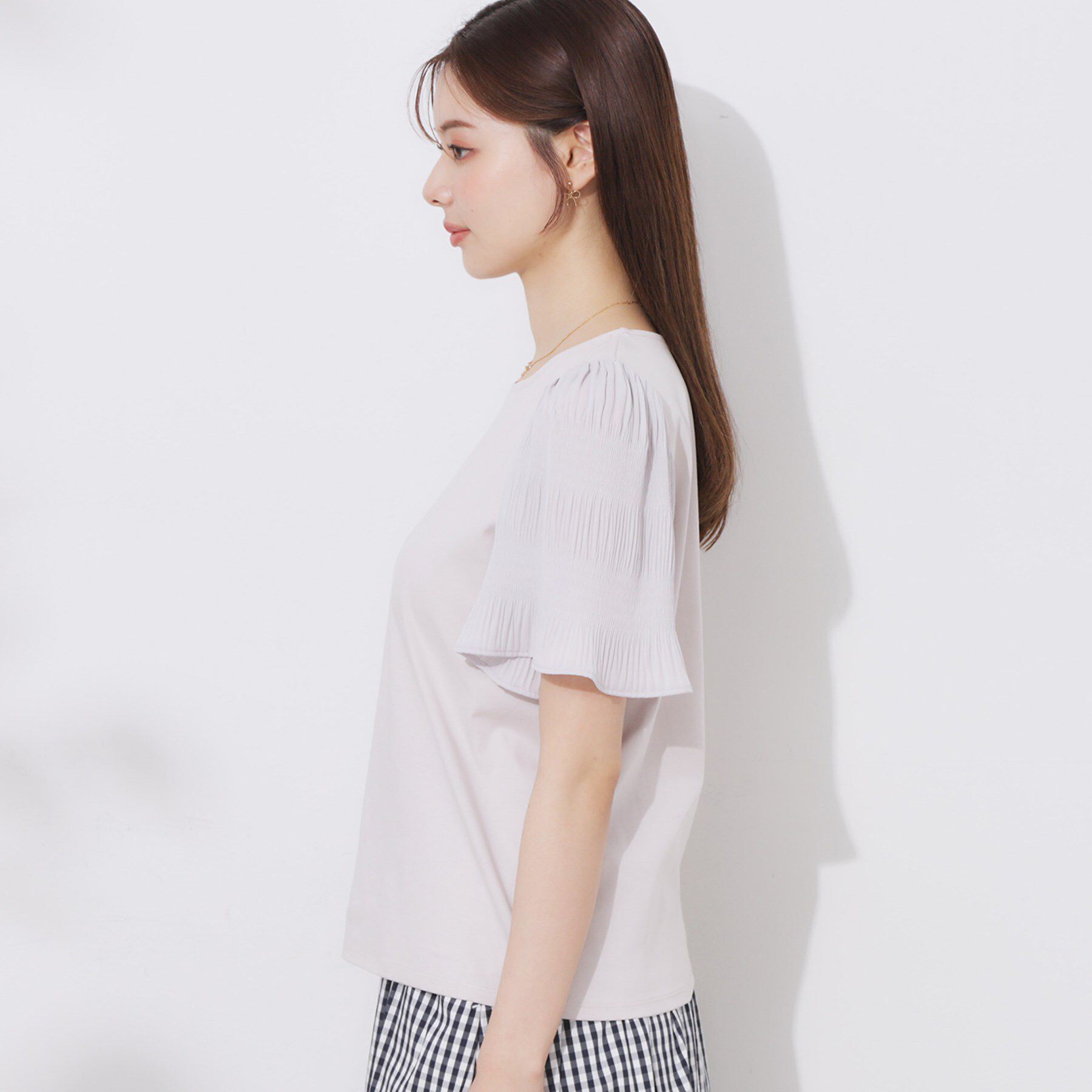 Couture broach「【接触冷感・UVカット・細見え】マジョリカシフォンスリーブトップス」|Tシャツ・カットソー|