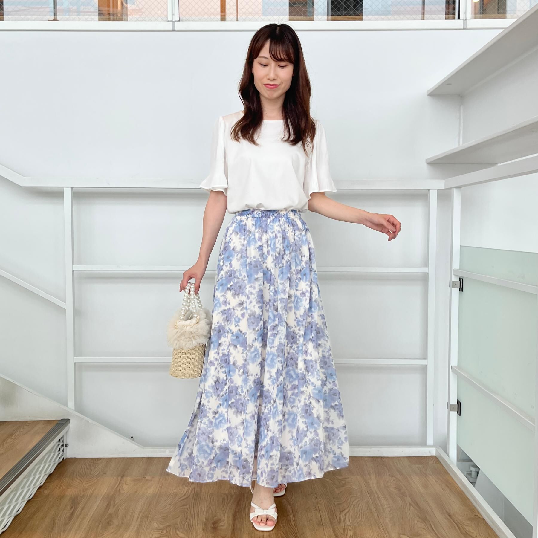 Couture broach「【接触冷感・UVカット・細見え】マジョリカシフォンスリーブトップス」|Tシャツ・カットソー|