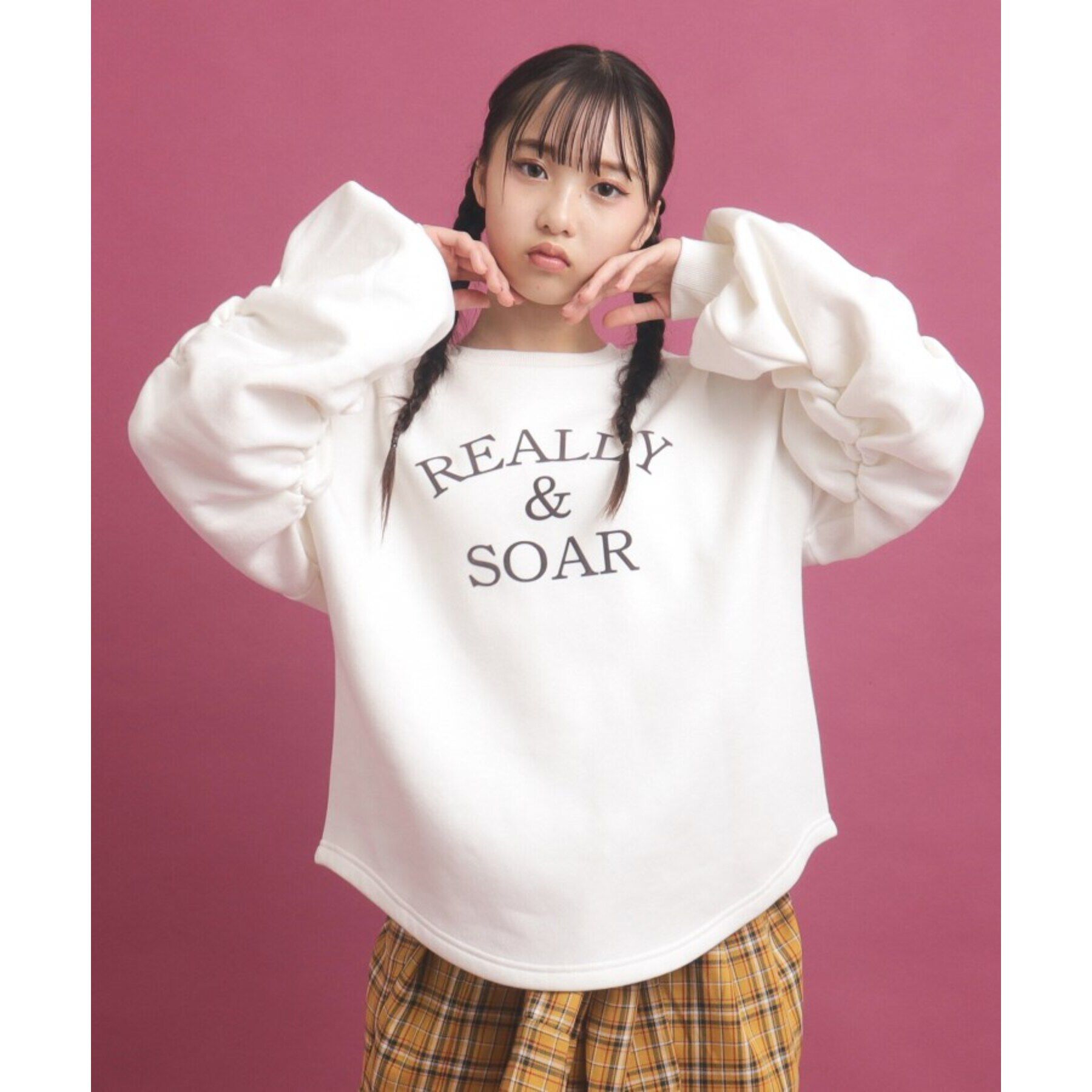 PINK-latte「袖ギャザー裏起毛」|その他|ｵﾌﾎﾜｲﾄ(003)