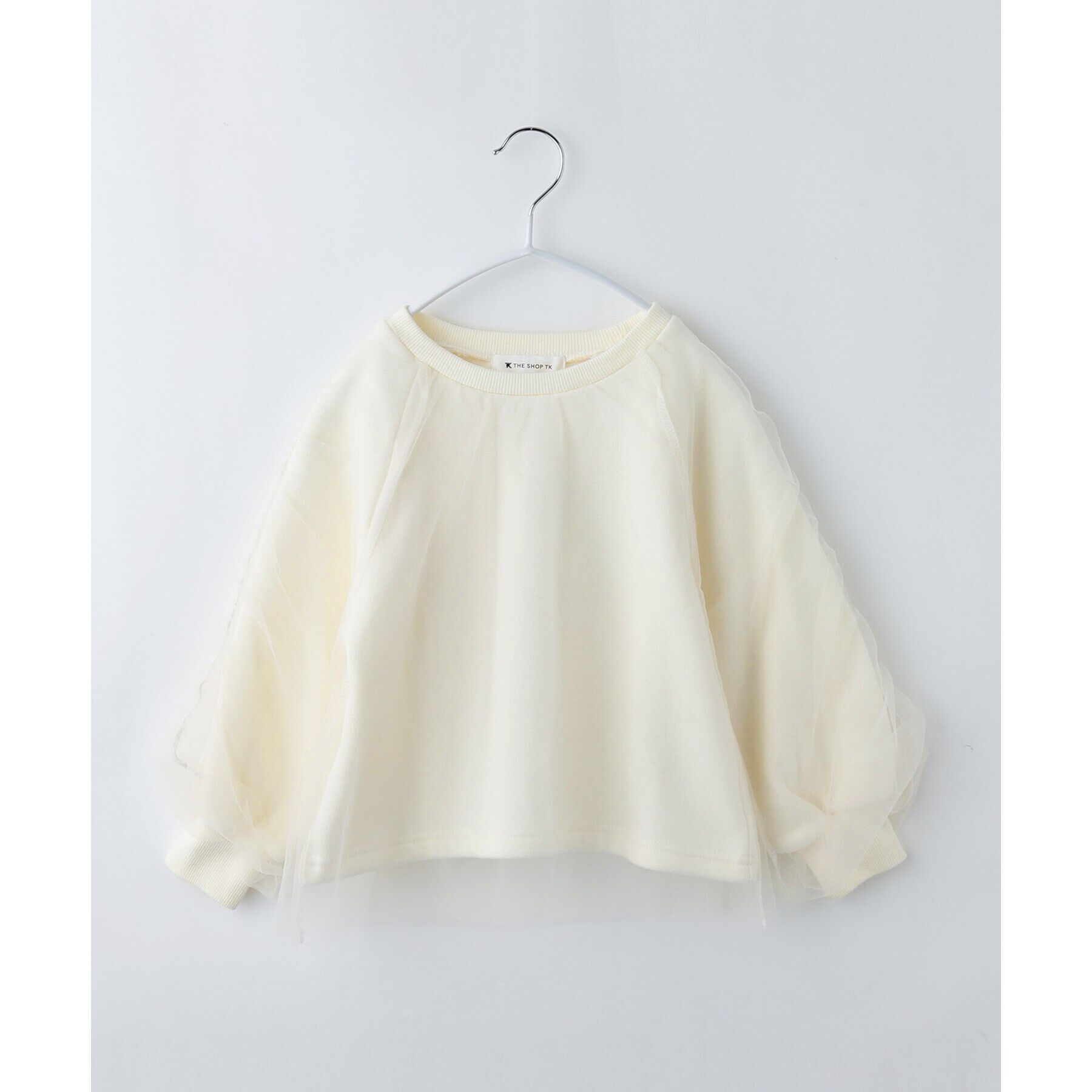 THE SHOP TK「【110－160/裏起毛】チュールギャザーかぶせプルオーバー」|Tシャツ・カットソー|
