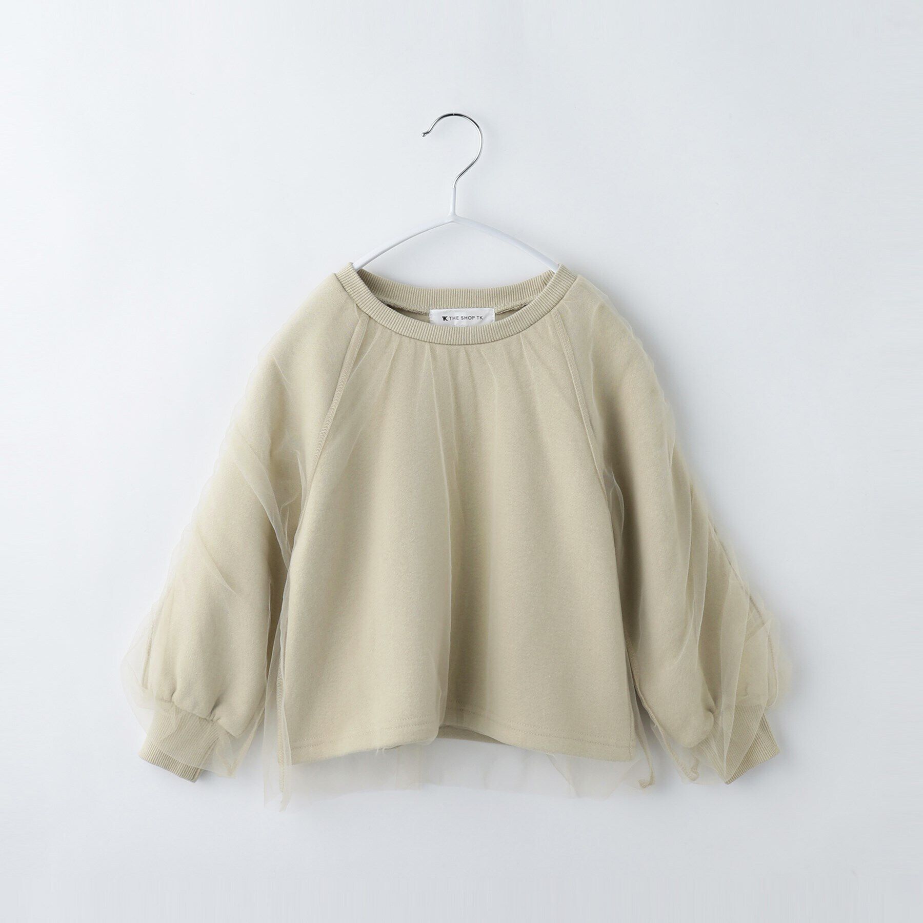 THE SHOP TK「【110－160/裏起毛】チュールギャザーかぶせプルオーバー」|Tシャツ・カットソー|